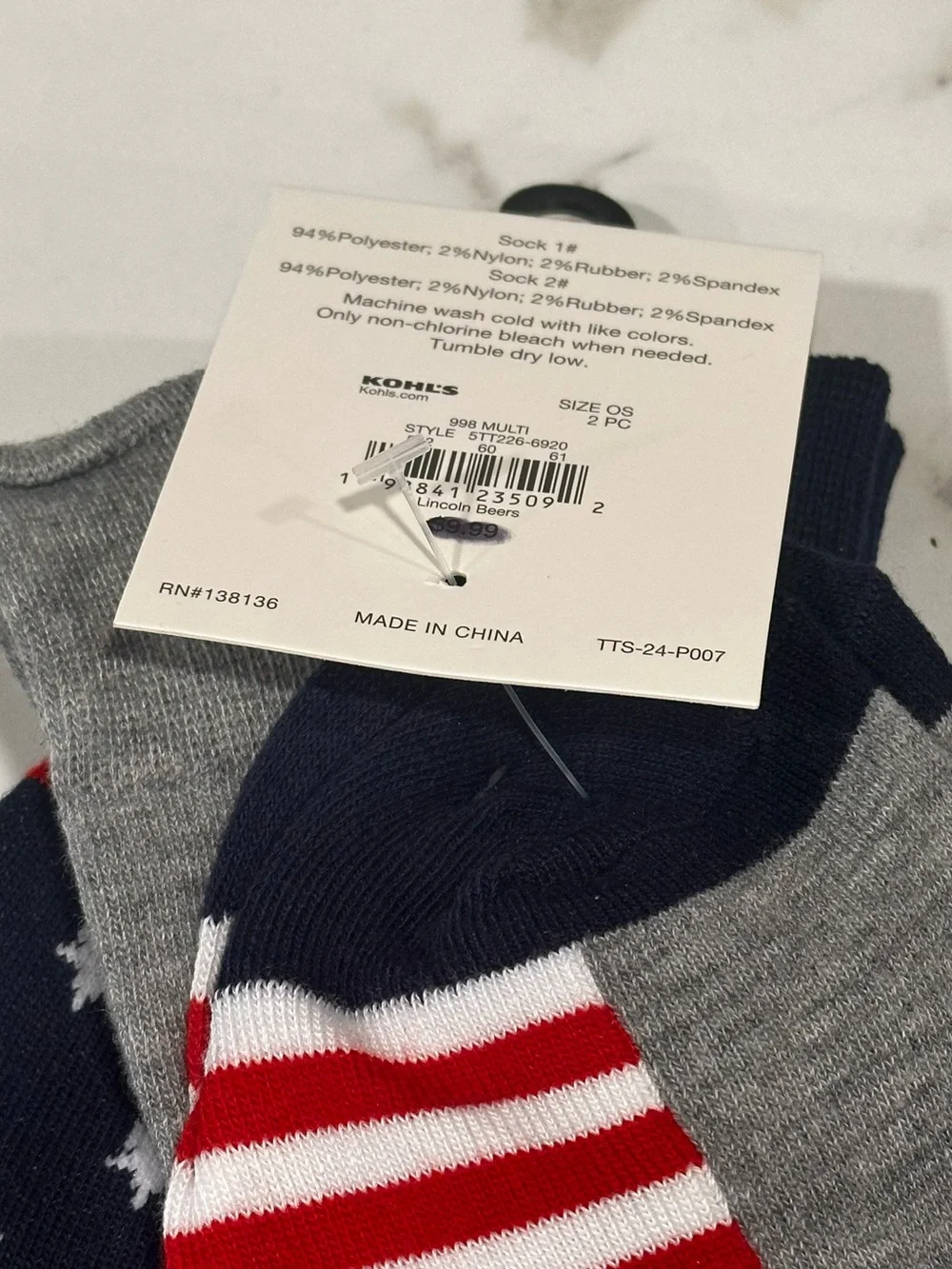 Twisted Toes Crew Socks Mens 8-13 NEW 2 Pair Abraham Lincoln Beers USA America
